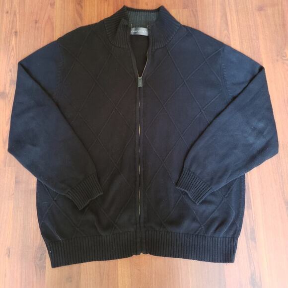 OSCAR DE LA RENTS MENS BLK ZIP FRONT SWEATER XL - Picture 1 of 5